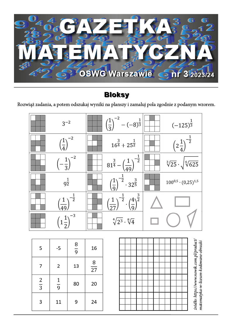 Okładka gazetki matematycznej