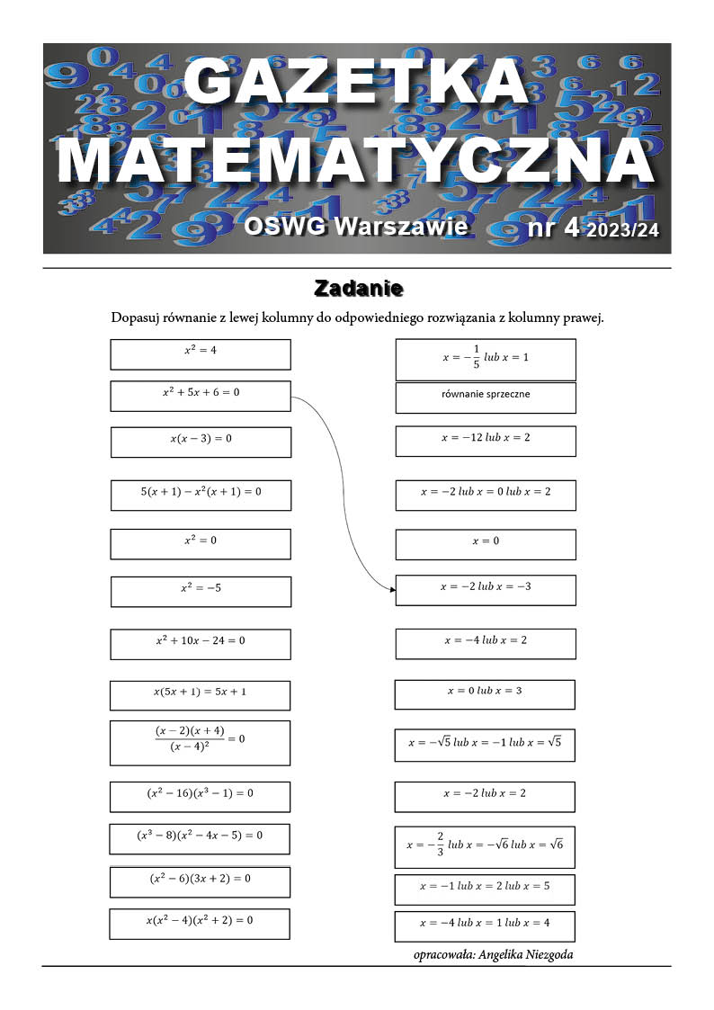 Okładka gazetki matematycznej
