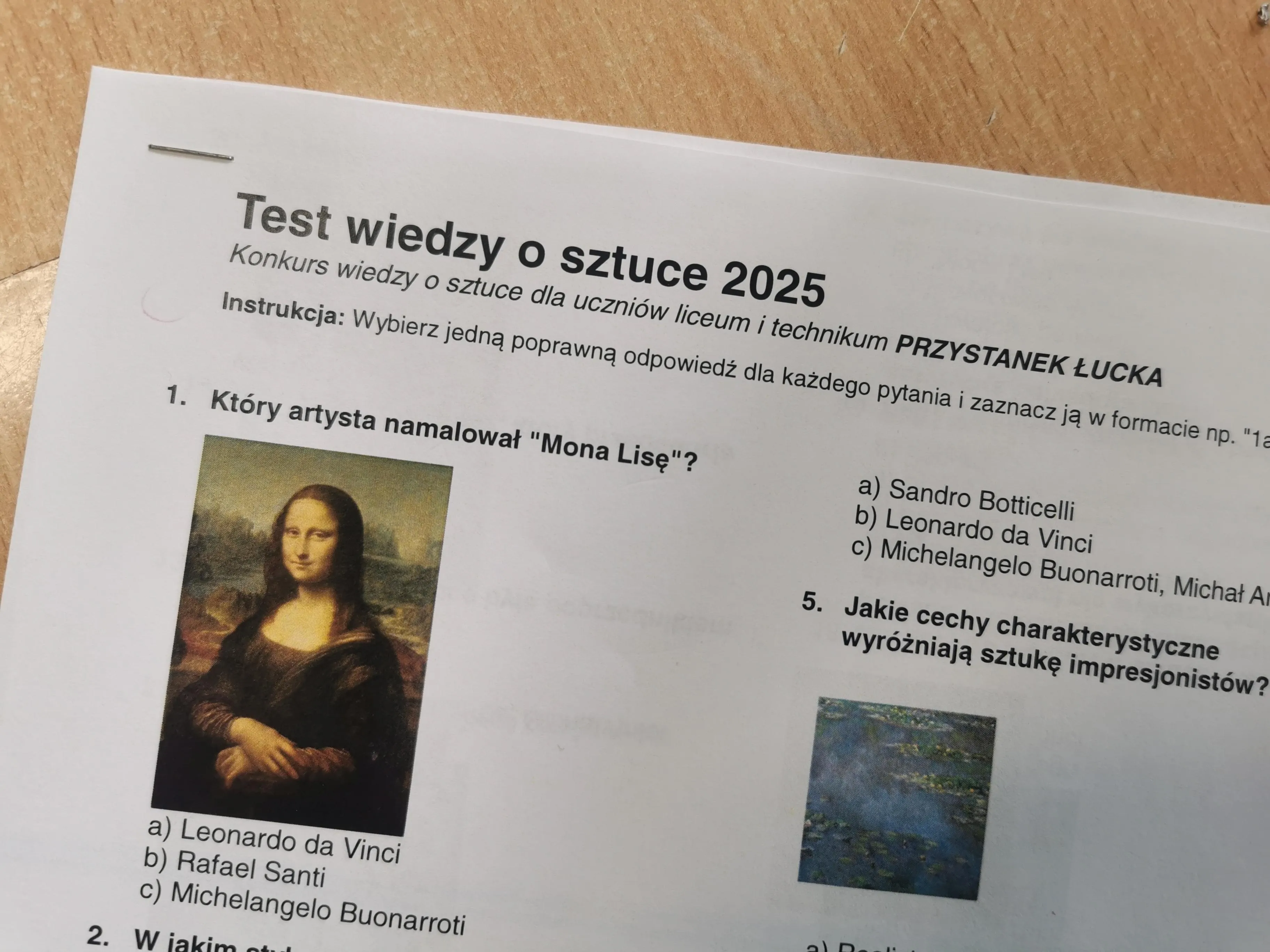 Konkurs wiedzy o sztuce