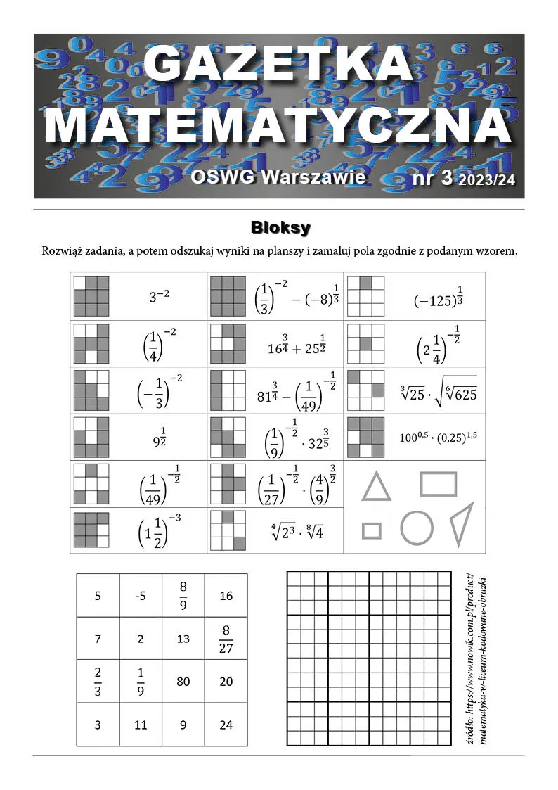 Okładka gazetki matematycznej