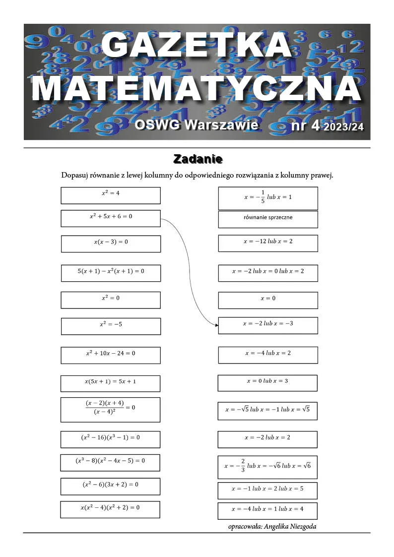 Okładka gazetki matematycznej